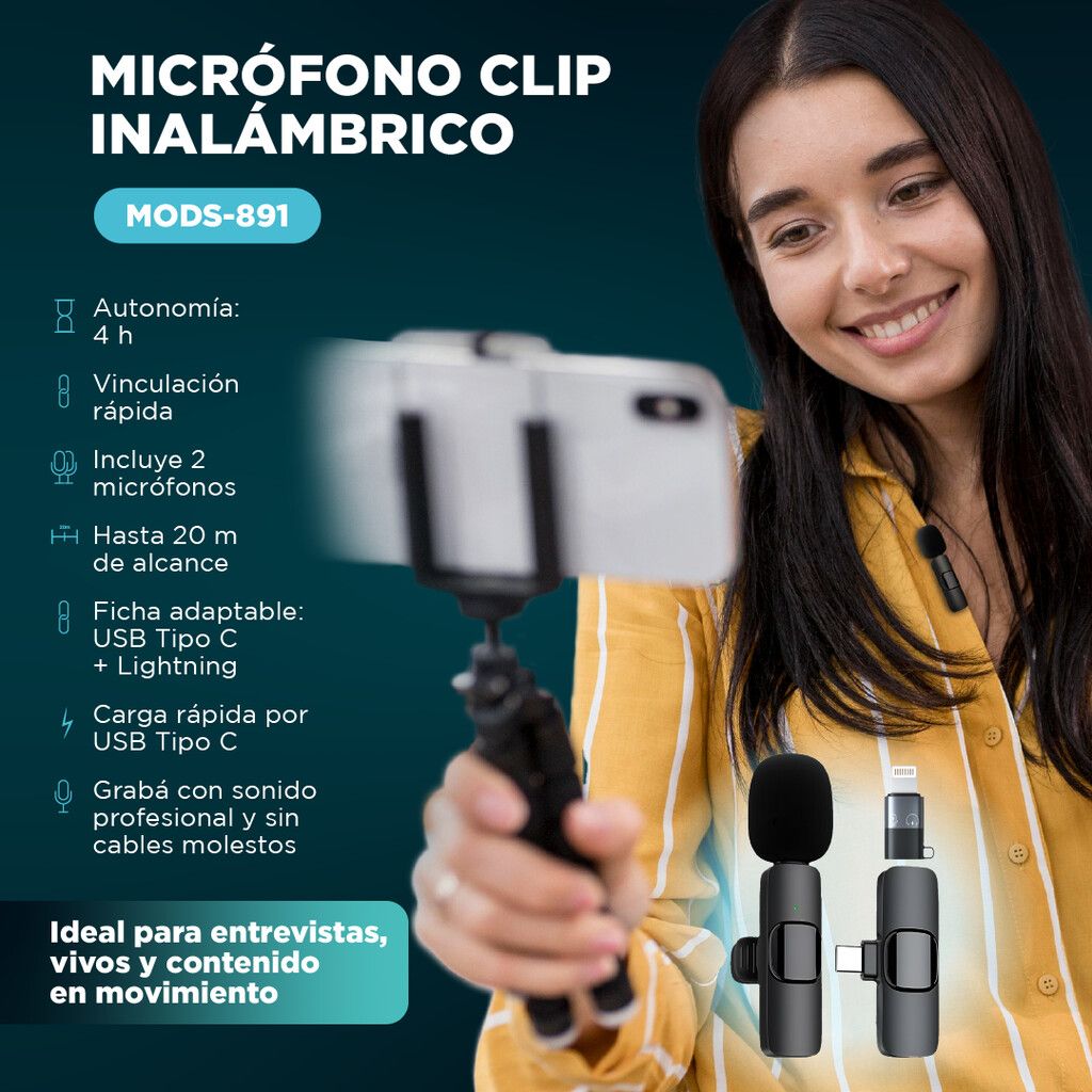 MICROFONO CLIP INALAMBRICO DOBLE ADAP TC + IP - MODS-891 - STOCK - Imagen 4
