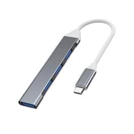 HUB DE PUERTOS 4 BOCAS C/CABLE TIPO C MODV-0012 - VARIOS - PLATEADO