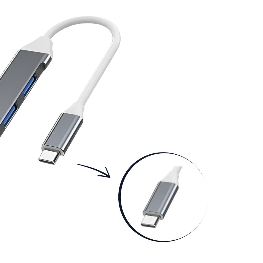 HUB DE PUERTOS 4 BOCAS C/CABLE TIPO C MODV-0012 - VARIOS - PLATEADO - Imagen 3
