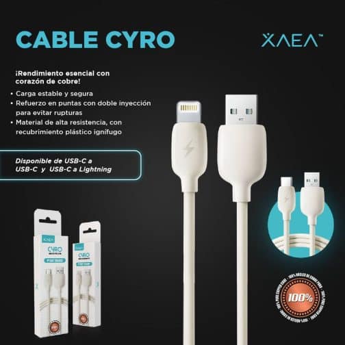CABLE USB TIPO C CYRO MODX-099 - XAEA - BLANCO - Imagen 4
