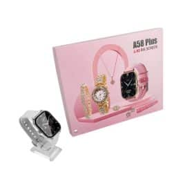 SMART WATCH A58 ESTUCHE C/ JOYERIA MODS-203 - ST - GRIS-ROSA