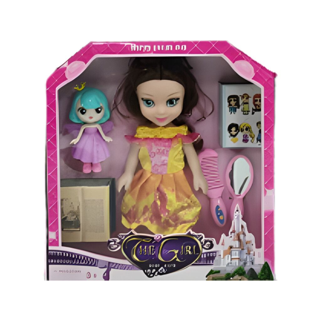 MUÑEQUITA PRINCESA CON ACCESORIOS MARZ-009 - ZUMO - AMARILLO