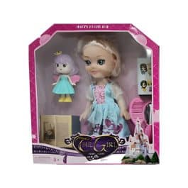 MUÑEQUITA PRINCESA CON ACCESORIOS MARZ-009 - ZUMO - CELESTE