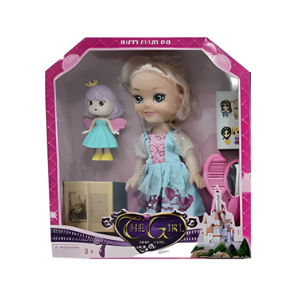 MUÑEQUITA PRINCESA CON ACCESORIOS MARZ-009 - ZUMO - CELESTE