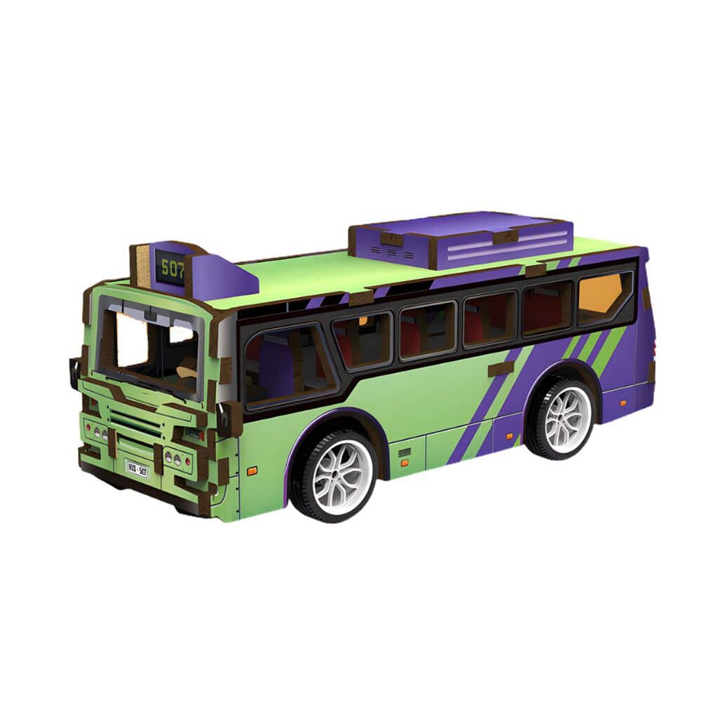 ROMPE CABEZA 3D MINI AUTOBUS JDMZ-001 - ZUMO - VERDE/VIOLETA - Imagen 2
