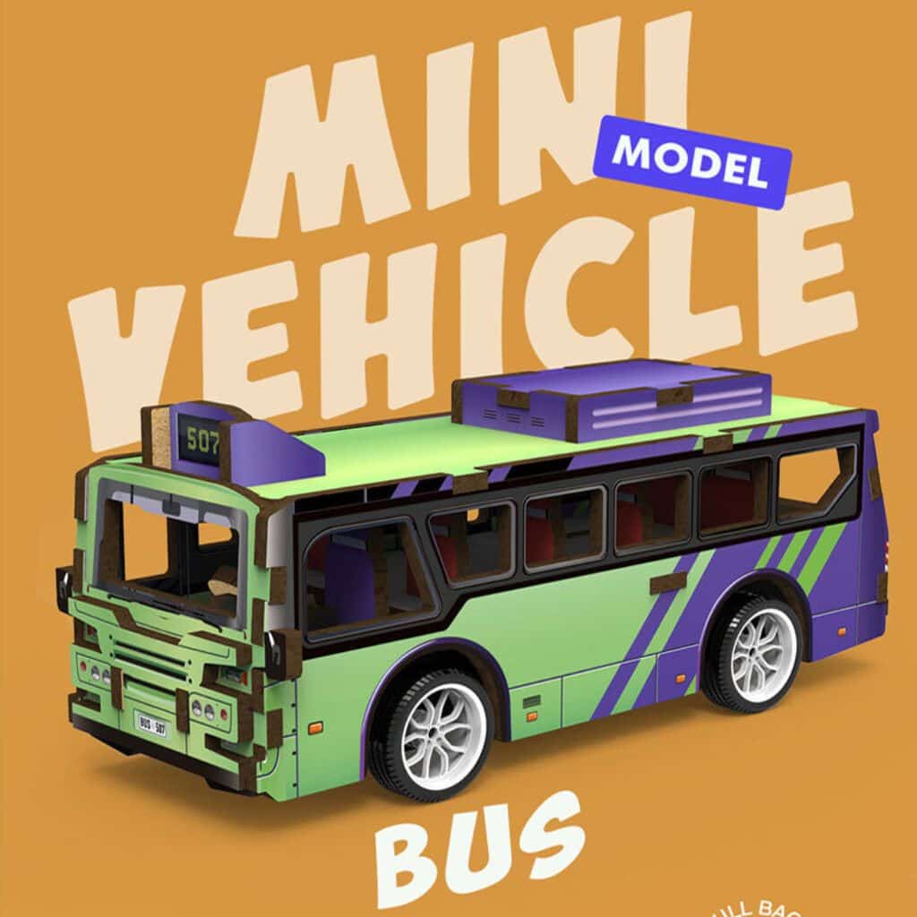 ROMPE CABEZA 3D MINI AUTOBUS JDMZ-001 - ZUMO - VERDE/VIOLETA - Imagen 3