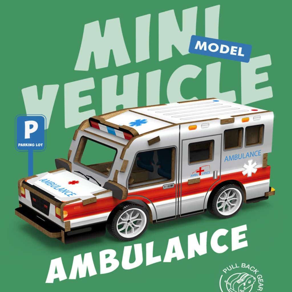 ROMPE CABEZA 3D MINI AMBULANCIA JDMZ-001 - ZUMO - BLANCO - Imagen 3