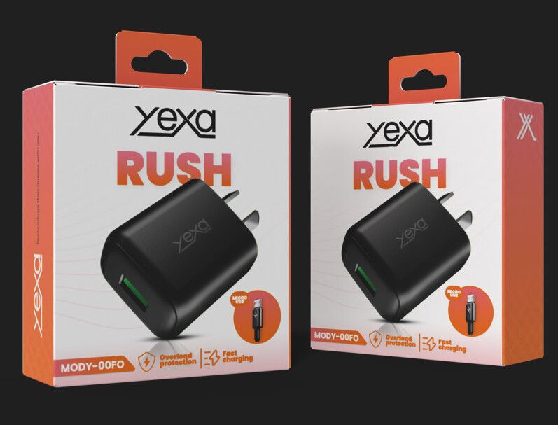 CARGADOR 220V 4.8A RUSH 1USB + CABLE V8 MODY-00FO - YEXA - NEGRO