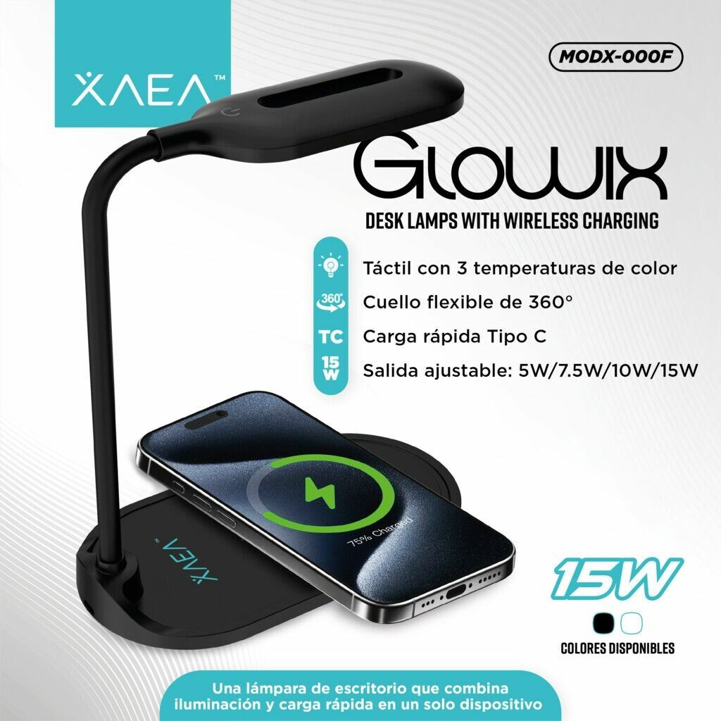 LAMPARA C/ CARGA INALAMBRICA GLOWIX-HT24 MODX-000F - NEGRO - Imagen 5