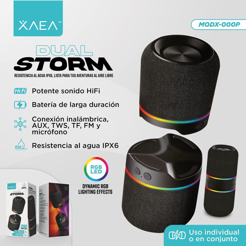 PARLANTE PEQUEÑO DUAL STORM MODX-000P - XAEA - NEGRO - Imagen 4