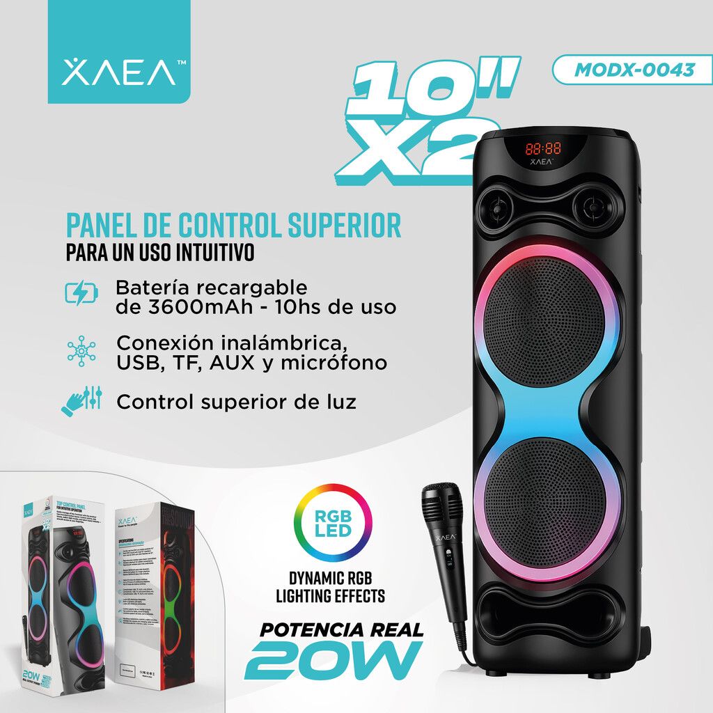 PARLANTE TORRE 10''X2 21003 MODX-0043 - XAEA - NEGRO - Imagen 4