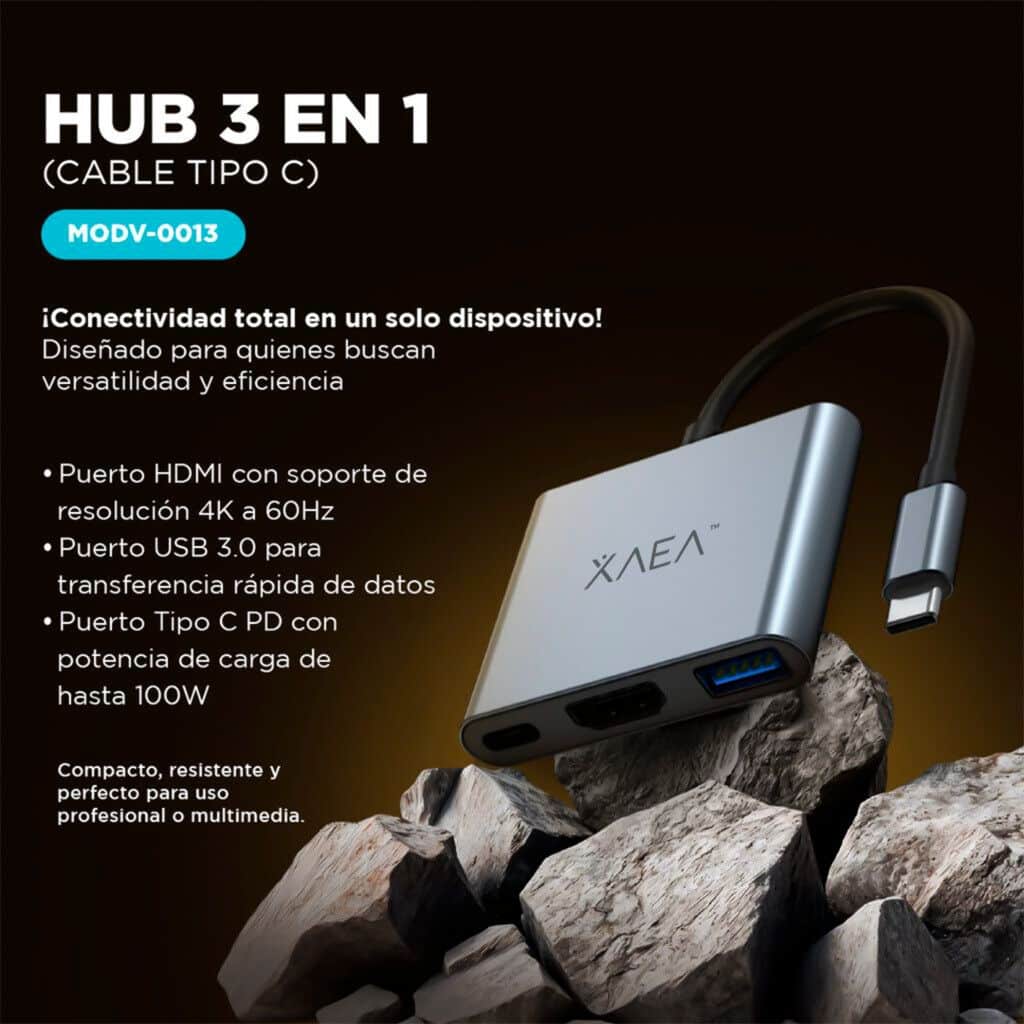 HUB ADAPTADOR C-USB-HDMI C/CABLE TIPO C MODV-0013 - VARIOS - PLATEADO - Imagen 4