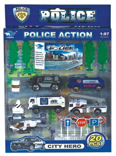 SET AUTITOS + ACCESORIOS ATRZ-002 - ZUMO - POLICIA
