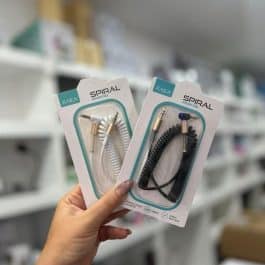 CABLE AUX 3,5 MOD69 - 1,8 METROS - ESPIRAL - NEGRO