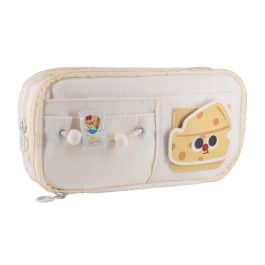 CARTUCHERA DOBLE DE TELA CON STICKER MODV-00BT - VARIOS - BLANCO