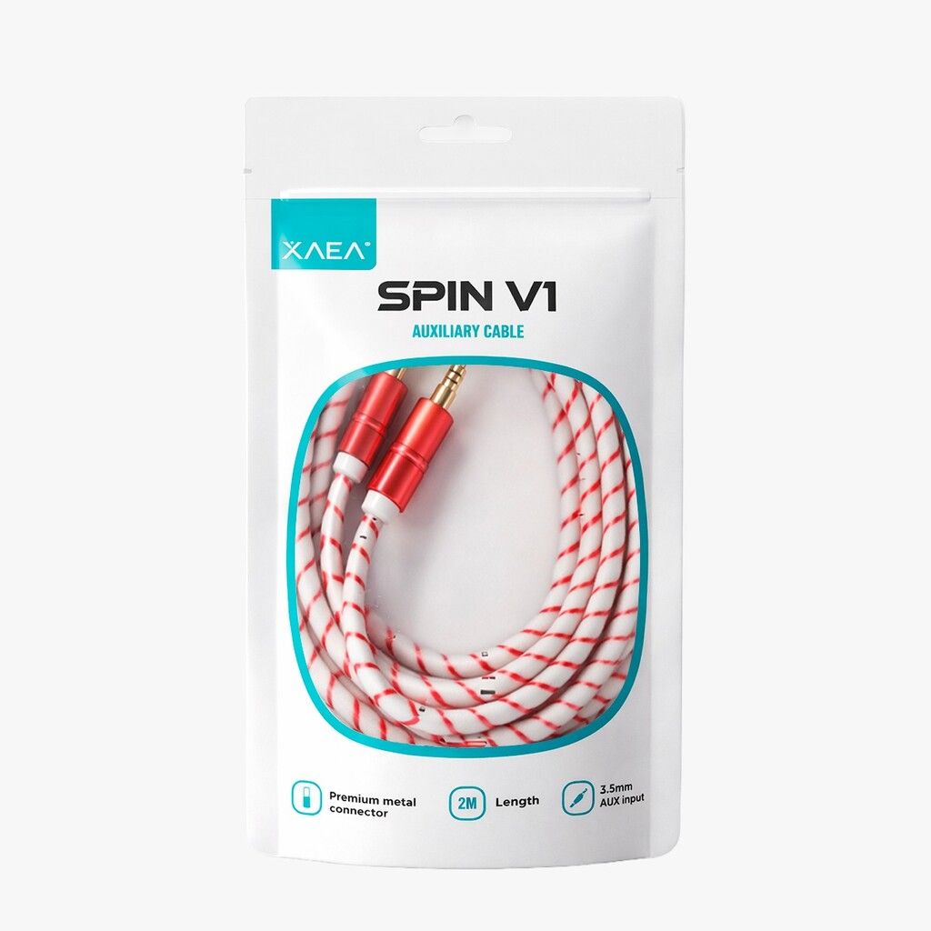 CABLE AUX 3,5 MOD75 - 2 METROS - METAL - ROJO
