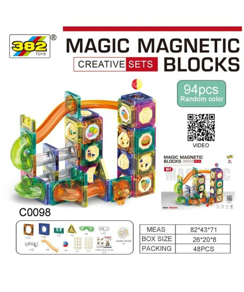BLOQUES MAGNETICOS ACRILICOS (C0098) 94 PIEZAS JDMZ-117 - ZUMO - MULTICOLOR