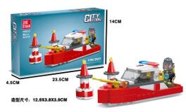 ENCASTRABLE BOMBEROS BOTE 85 PIEZAS JDMZ-116 - ZUMO - ROJO