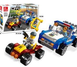 ENCASTRABLE POLICIAS Y LADRONES-4 X 4-197 PIEZAS JDMZ-115 - ZUMO - AZUL