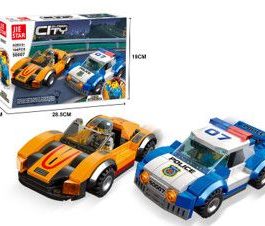 ENCASTRABLE POLICIAS Y LADRONES-DOS AUTOS-194 PIEZAS JDMZ-115 - ZUMO - AZUL