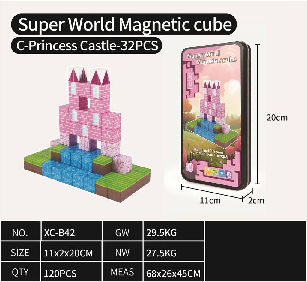 ENCASTRABLE MAGNETICO SUPER WORLD 32 PIEZAS-PRINCESS CASTLE JDMZ-111 - ZUMO - ROSA - Imagen 2