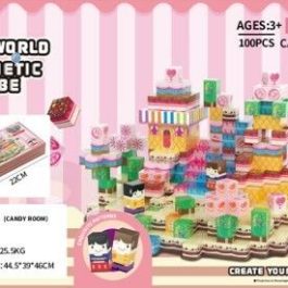 ENCASTRABLE CUBO MAGNETICO MINI ESCENAS 100 PIEZAS-CANDY ROOM JDMZ-109 - ZUMO - ROSA