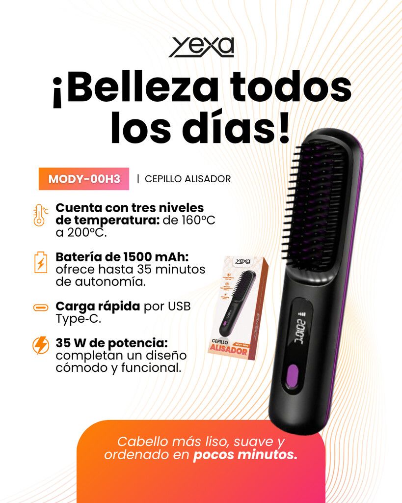 CEPILLO ALISADOR MODY-00H3 - YEXA - NEGRO - Imagen 3