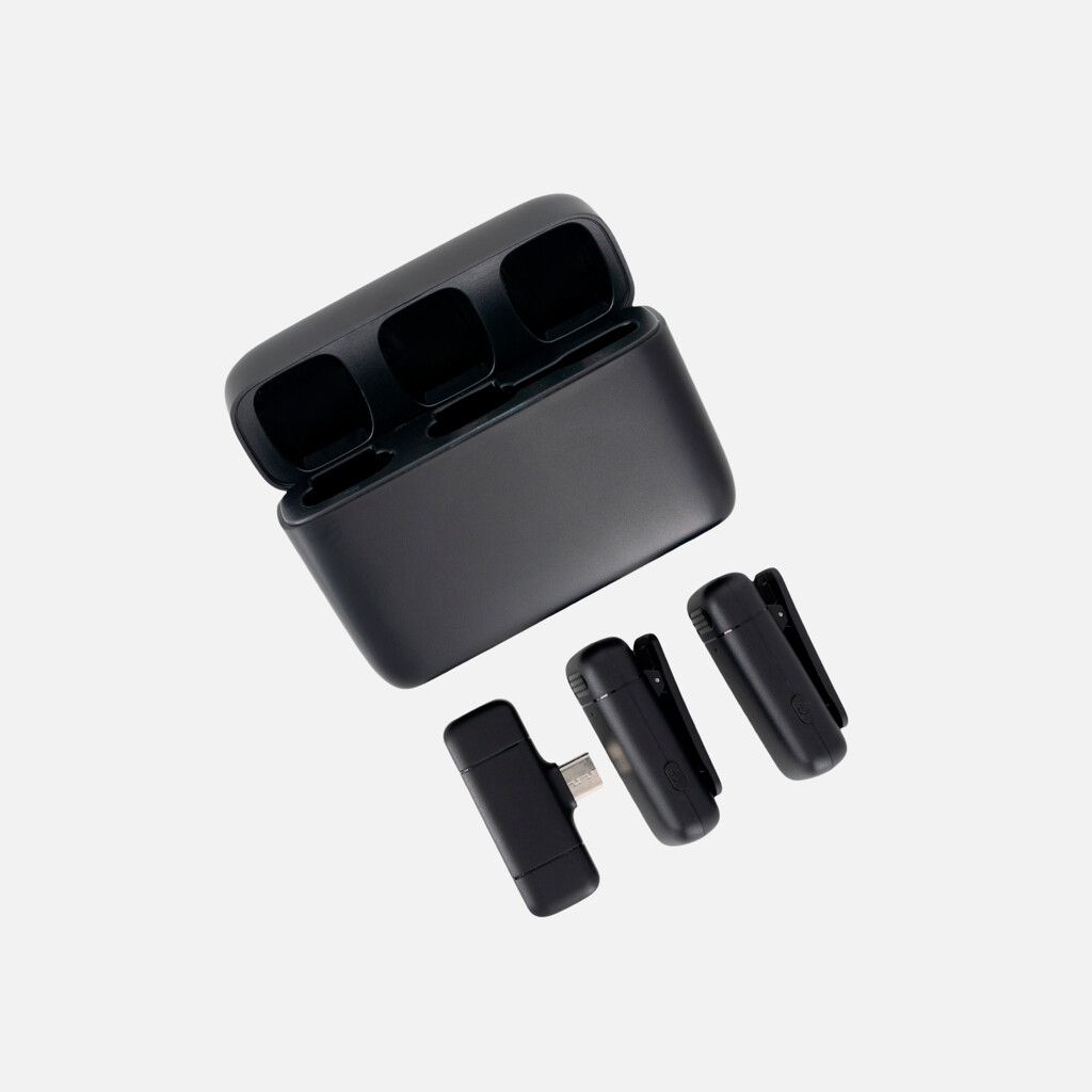 MICROFONO INALAMBRICO DOBLE CON ALMACENADOR DE CARGA MODV-003R - VARIOS - NEGRO - Imagen 2