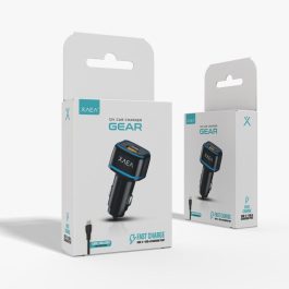 CARGADOR 12V GEAR MODS-504 - 1 USB 1 TC + CABLE TIPO C - ONLY - NEGRO