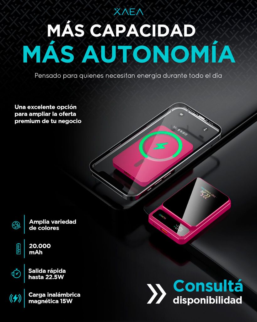 POWER BANK NUVIA G2 KJ-CX10 WIRELESS 20000 MAH MODX-00CD - XAEA - BLANCO - Imagen 3