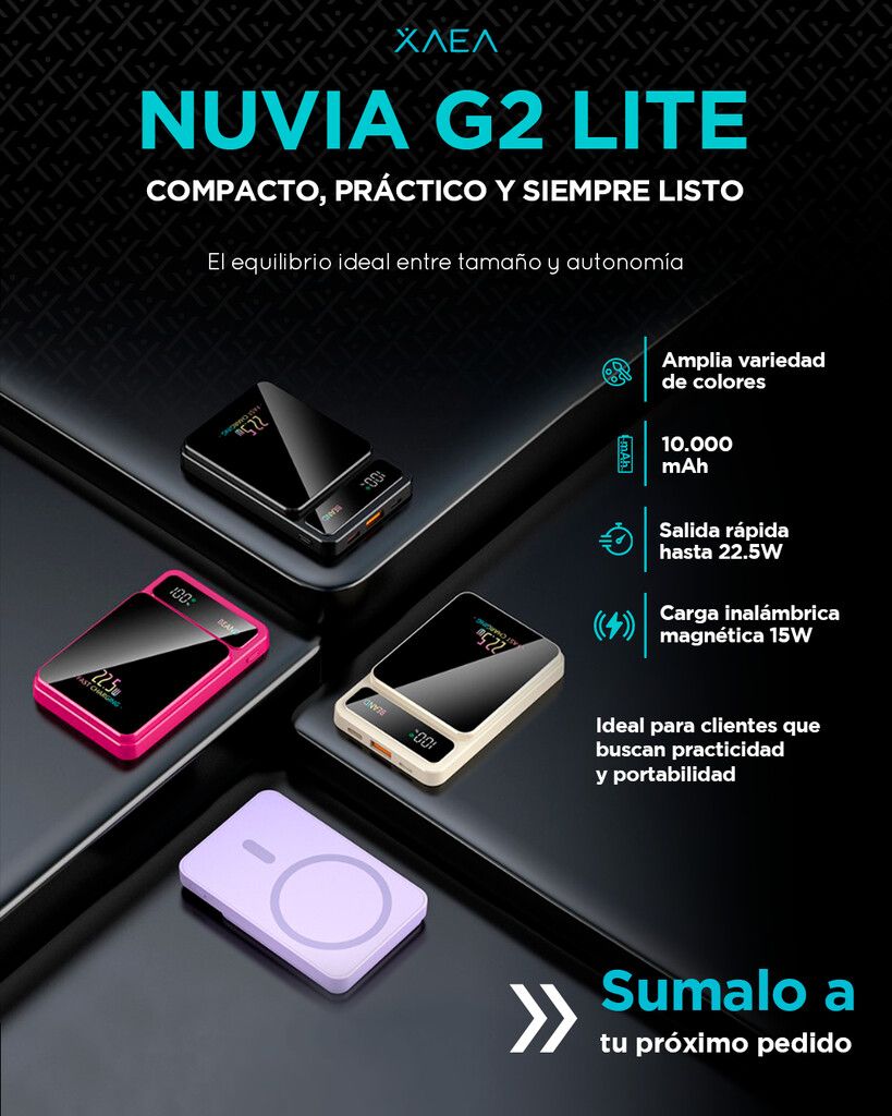 POWER BANK NUVIA G2 LITE KJ-CX10 WIRELESS 10000 MAH MODX-00CC - XAEA - BLANCO - Imagen 3