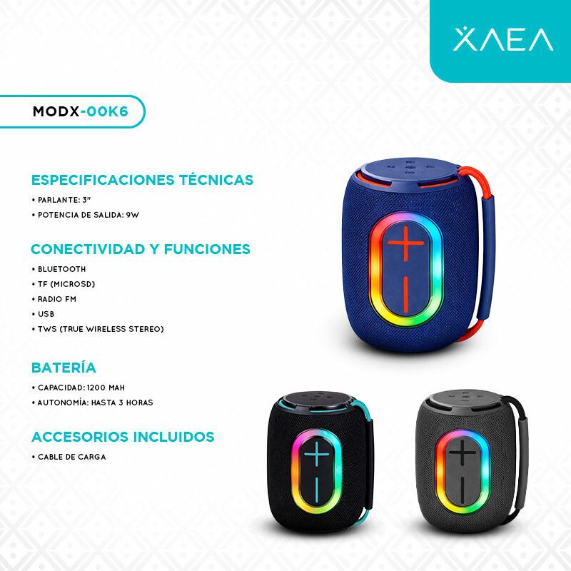 PARLANTE 3'' 8W MODX-00K6 - XAEA - NEGRO - Imagen 4