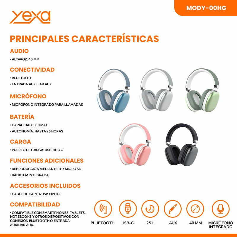 AURICULARES BT MODY-00HG - YEXA - ROSA - Imagen 6