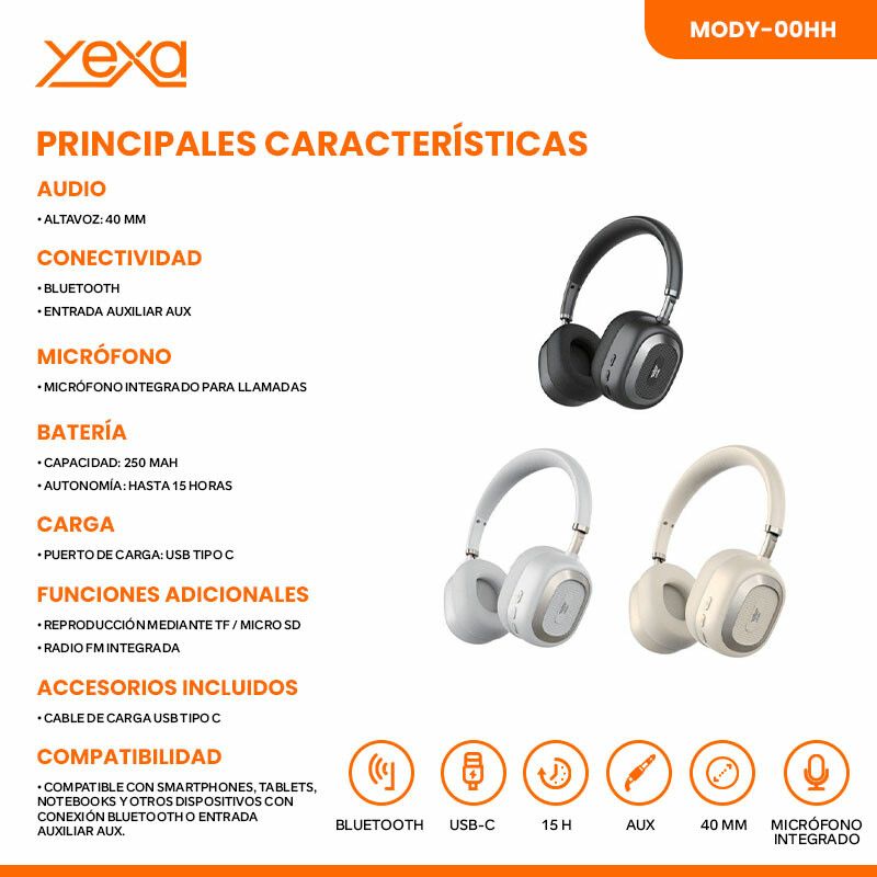 AURICULARES BT MODY-00HH - YEXA - BLANCO - Imagen 4